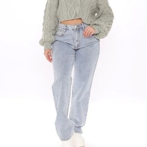 FASHION NOVA Get It Straight Slouch Fit Jeans | Medium Blue Wash | Size 15